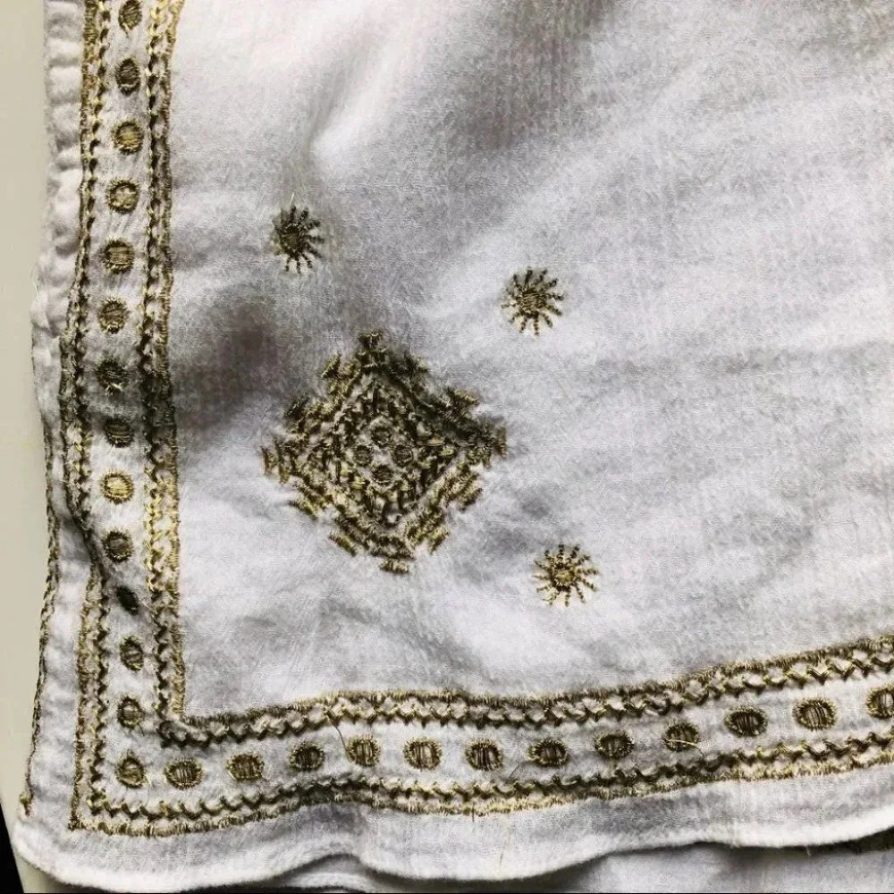 J. Crew Gold Embroidered Mosaic Cotton Tie-Front Elastic Shorts Size 2 - Picture 3 of 8